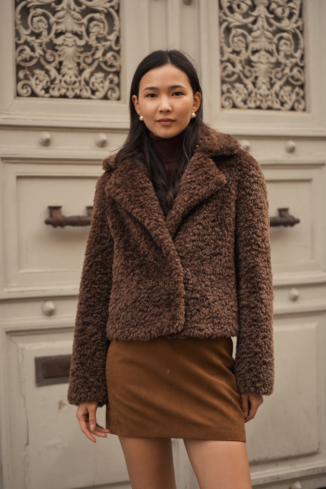 FREESIA - Manteau Choco - Escandelle (Vue de face - portrait)
#couleur_choco