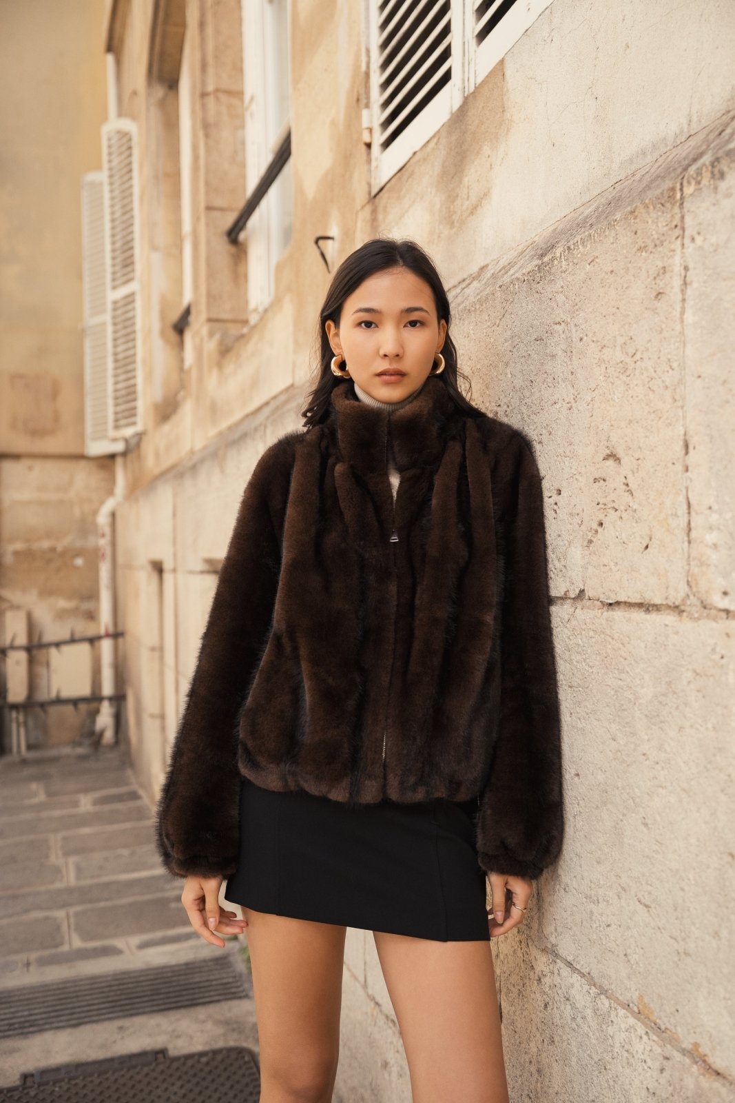 CALENE - Manteau Choco - Escandelle (Vue de face - portrait)