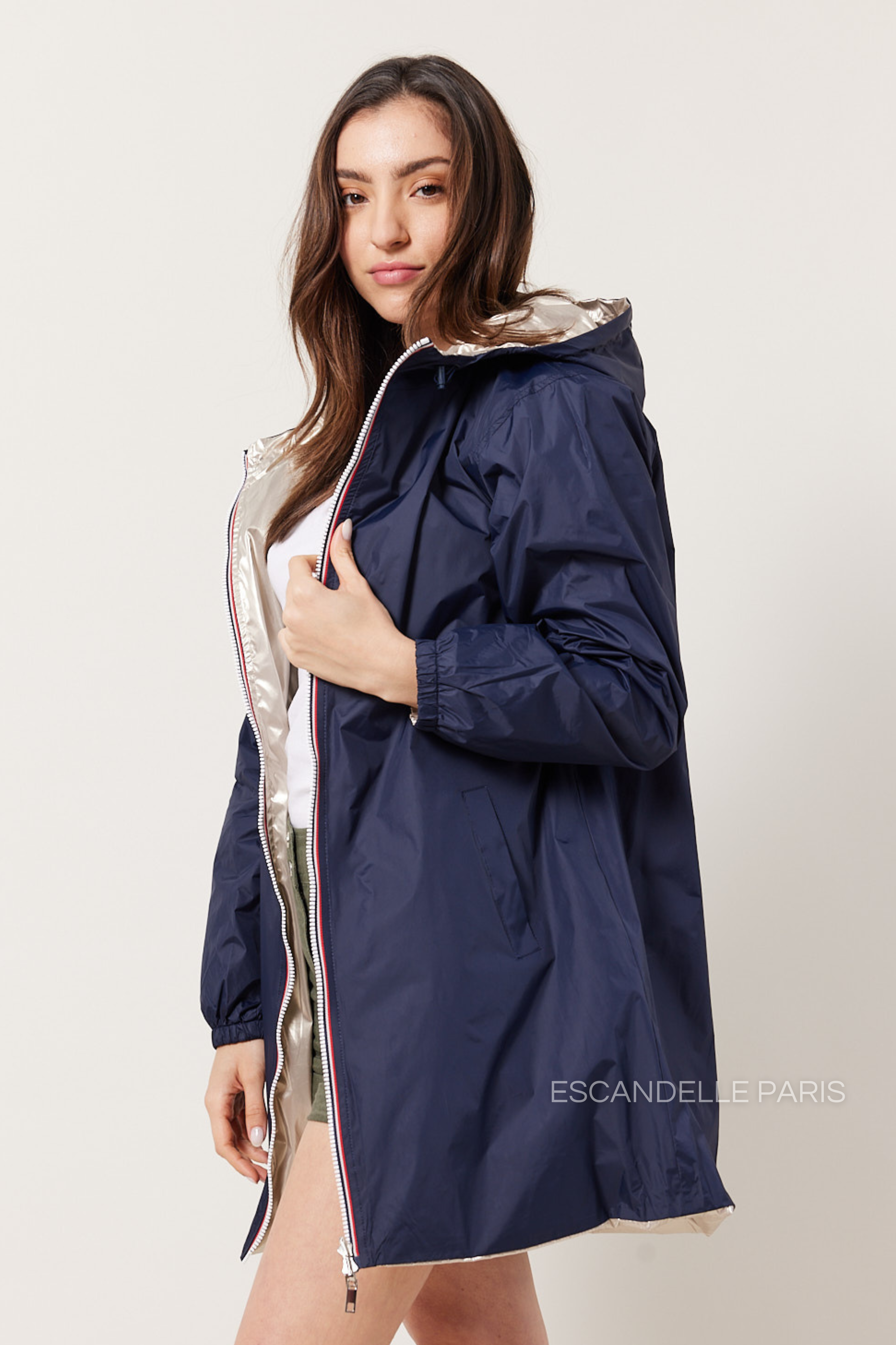 PARIS - Parka impermeable y reversible de longitud media