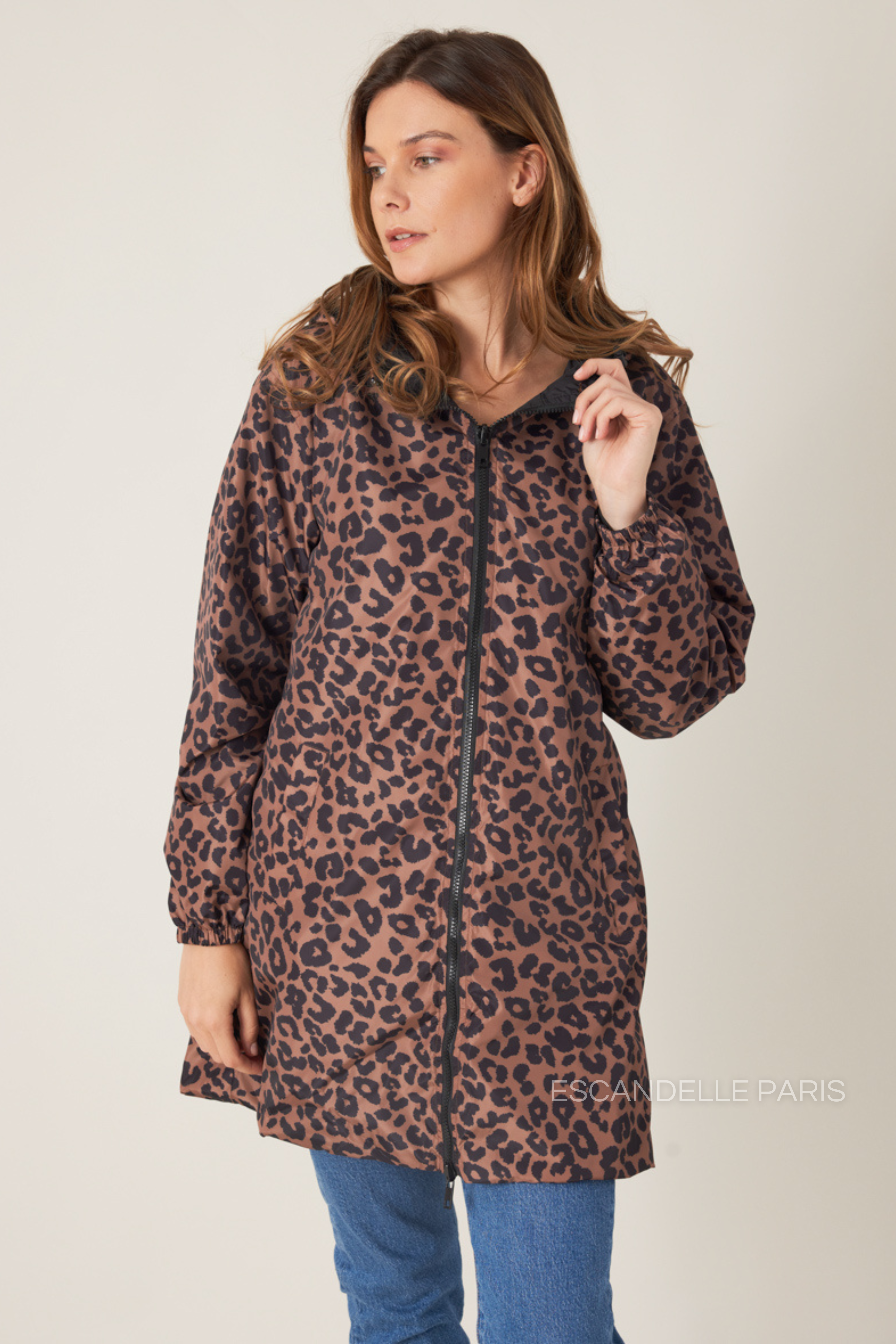 JORDIE - Parka imperméable réversible motifs léopard