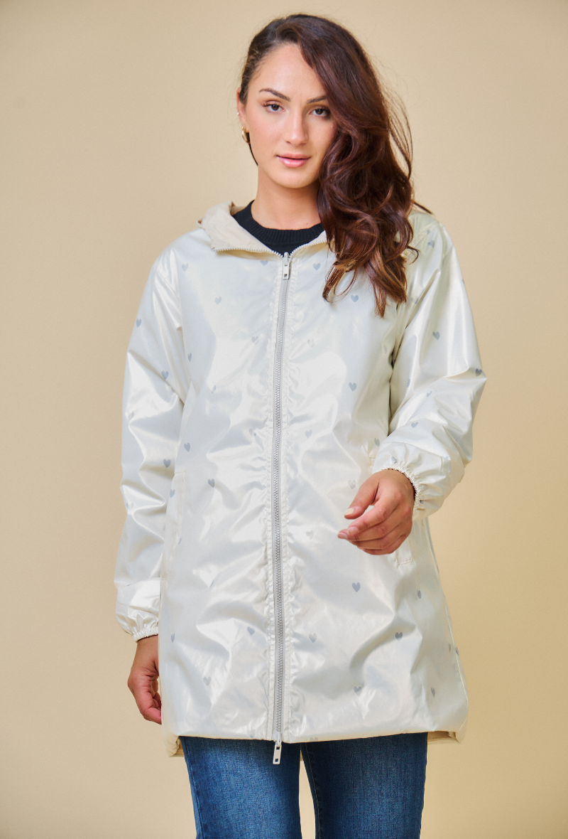 IRIS - Parka Mi-longue Imperméable Réversible Irisée