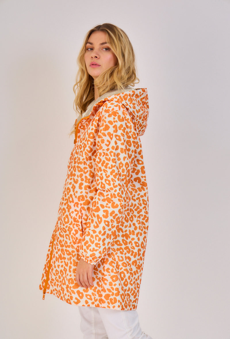 Nouveautés manteaux femme imprimé léopard orange
#couleur_orange