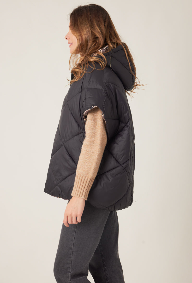 doudoune cape réversible motifs marron noir
#couleur_taupe