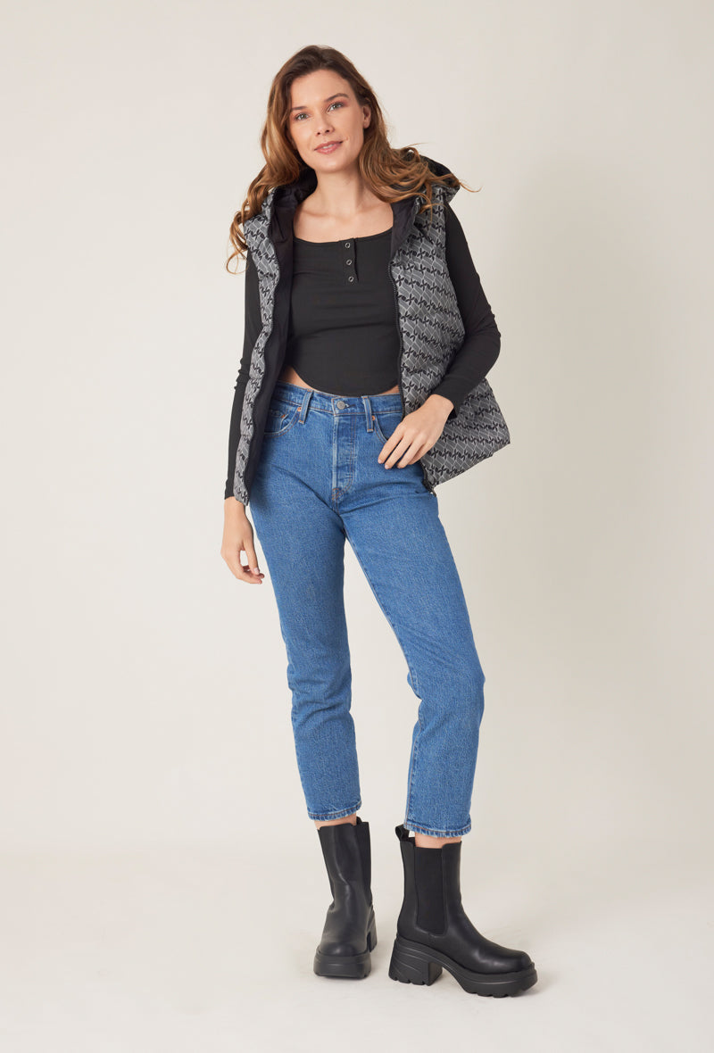 doudoune sans manches motifs réversible