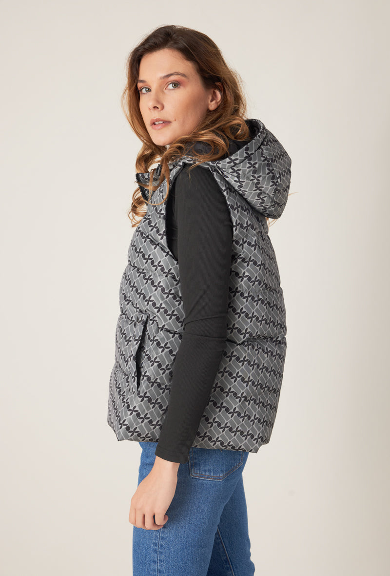 doudoune sans manches motifs réversible