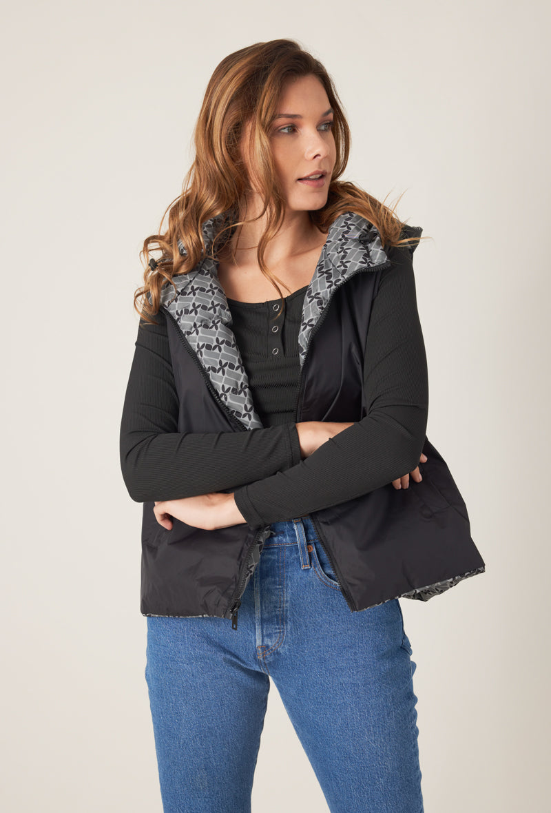 doudoune sans manches motifs réversible