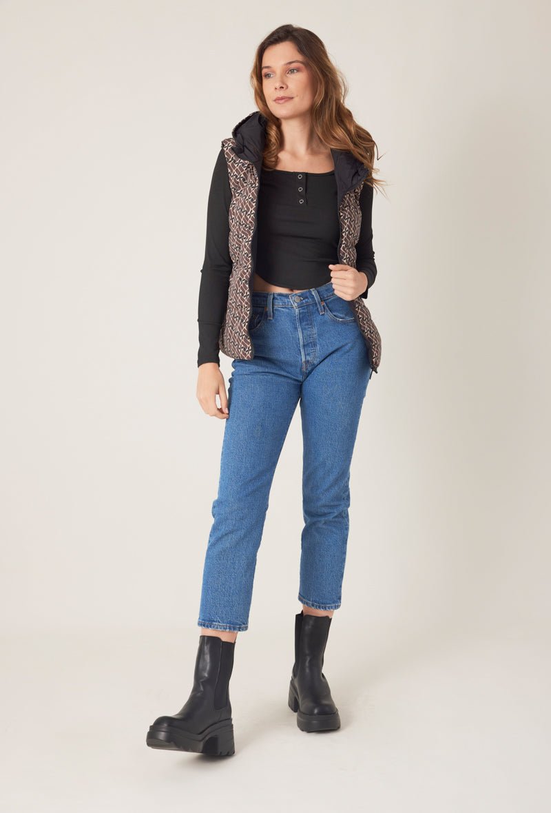 doudoune sans manches motifs réversible