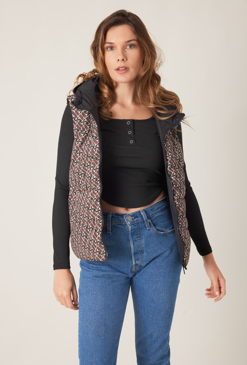 doudoune sans manches motifs réversible