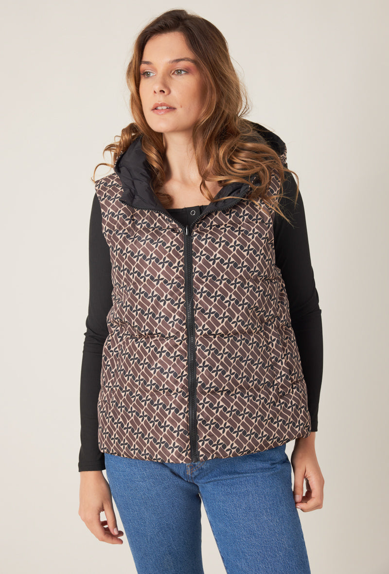 doudoune sans manches motifs réversible