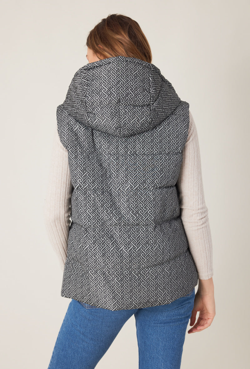 doudoune sans manches motifs réversible métallisé