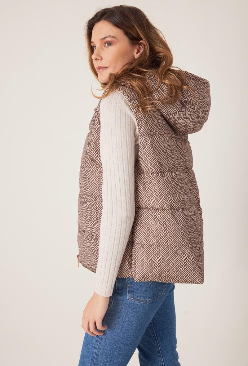 doudoune sans manches motifs réversible métallisé