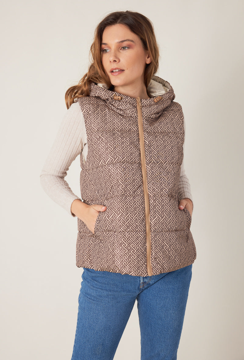 doudoune sans manches motifs réversible métallisé