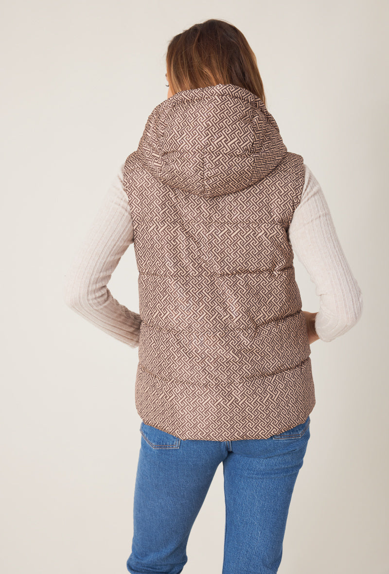 doudoune sans manches motifs réversible métallisé