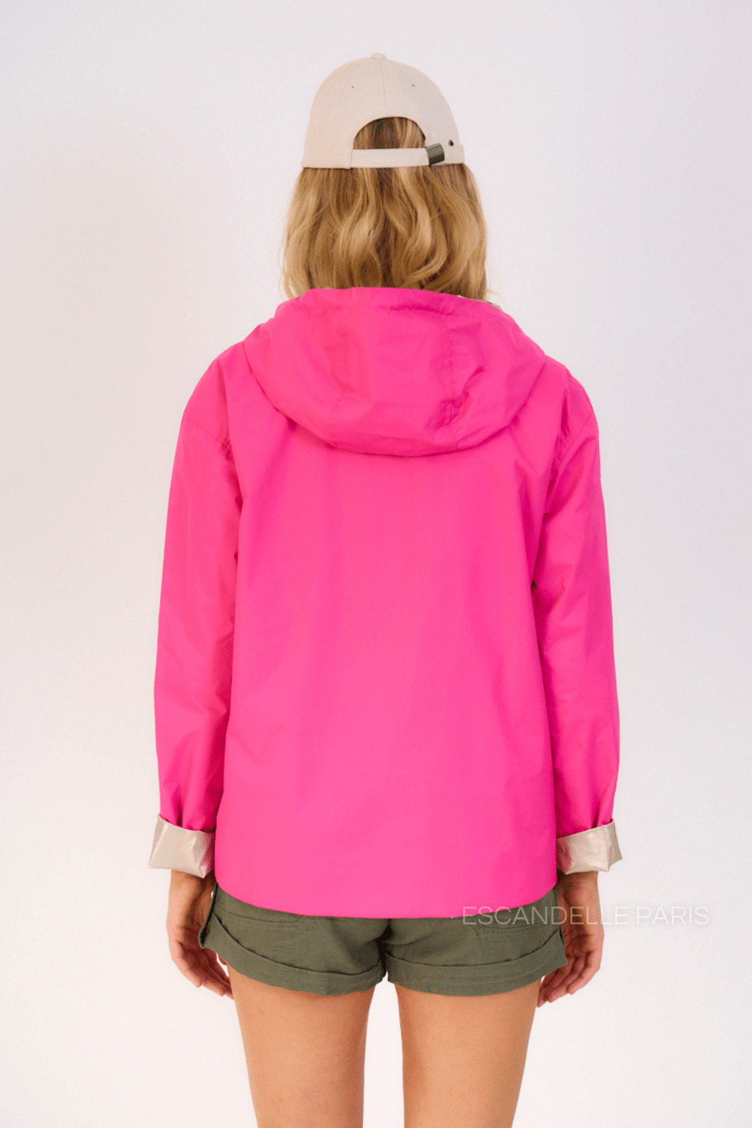 APRIL - Parka Courte Réversible Rose - Escandelle (Vue de dos)
#couleur_rose