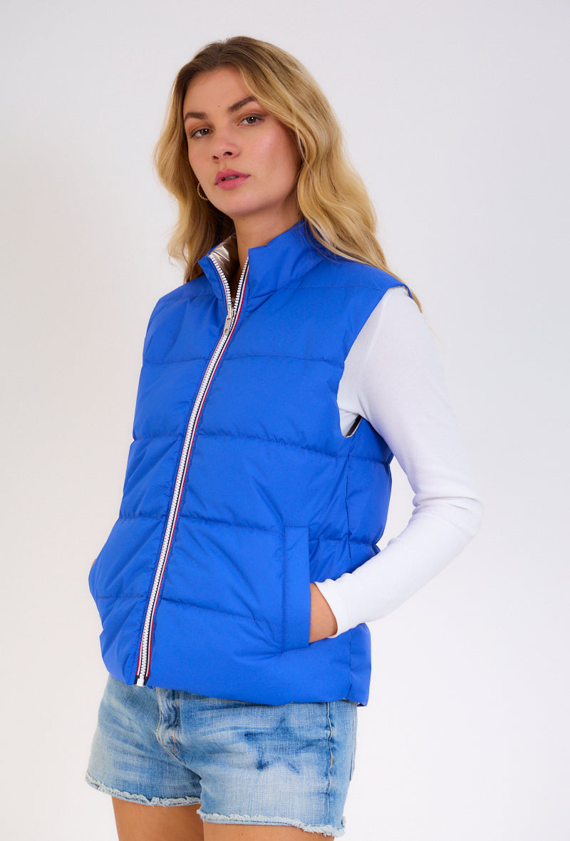 Gilet sans manches matelassé femme Bleu/Or