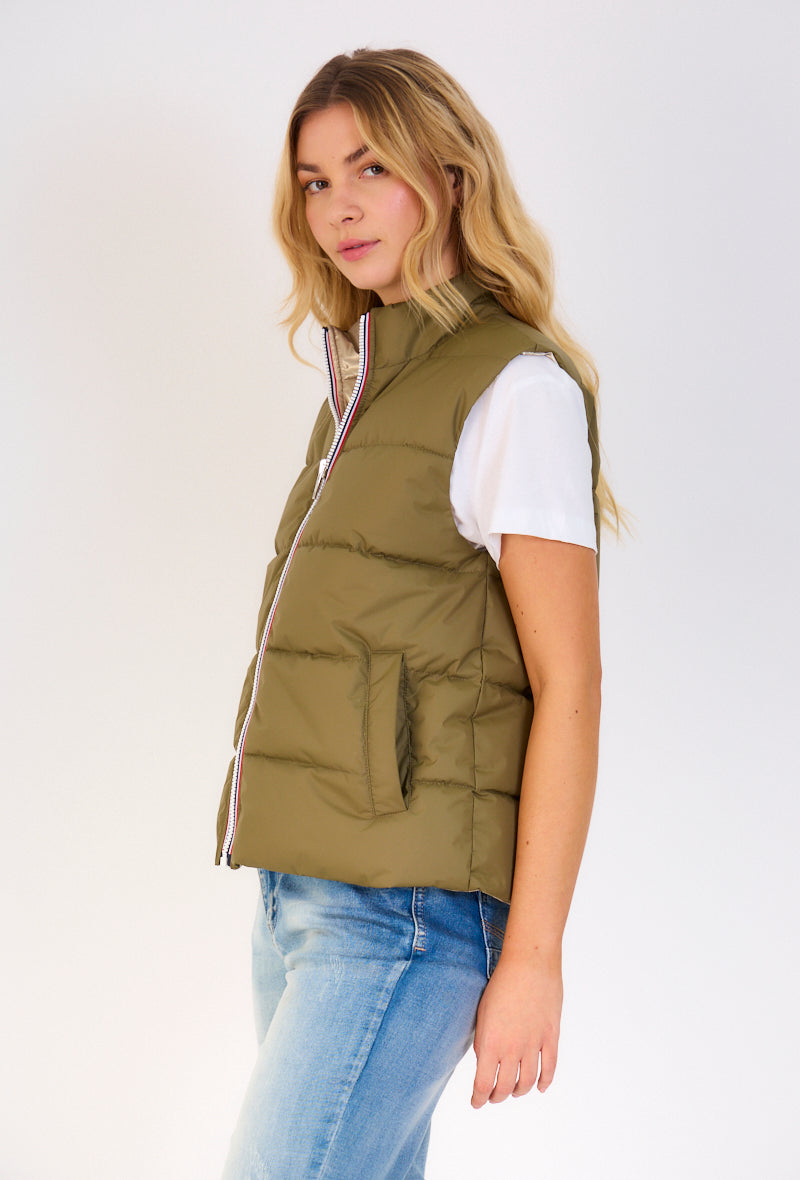 Gilet sans manches matelassé kaki