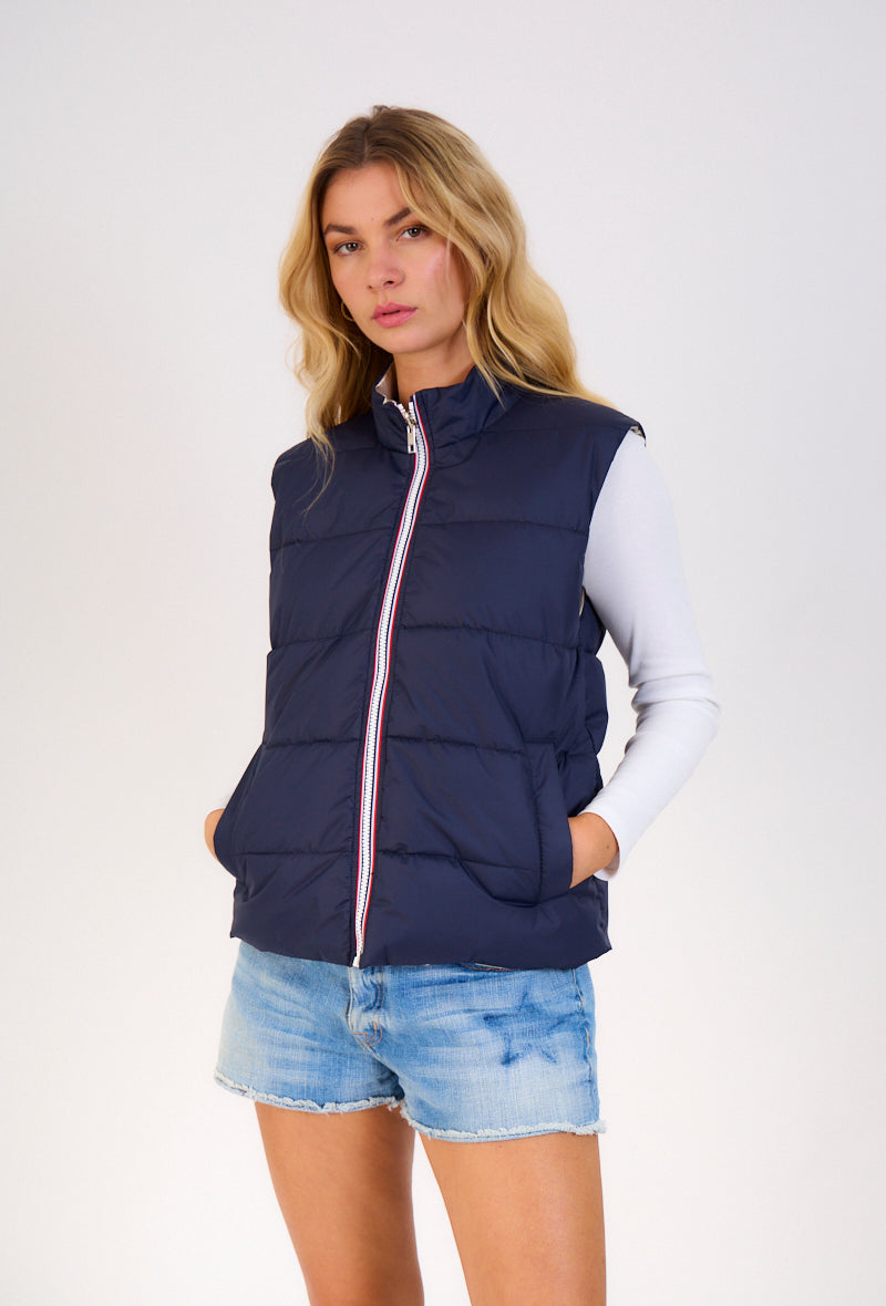 Gilet sans manches matelassé femme marine