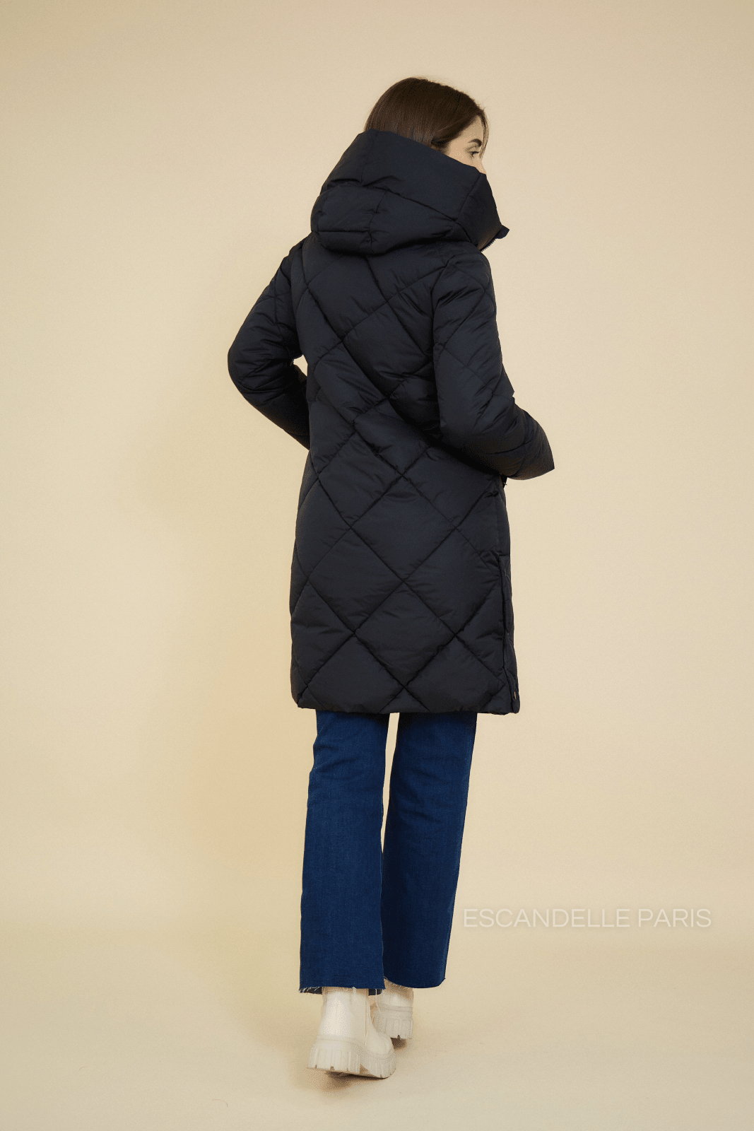 CAMERON doudoune longue matelassée noir femme - Escandelle Paris (vue de dos)
#couleur_noir