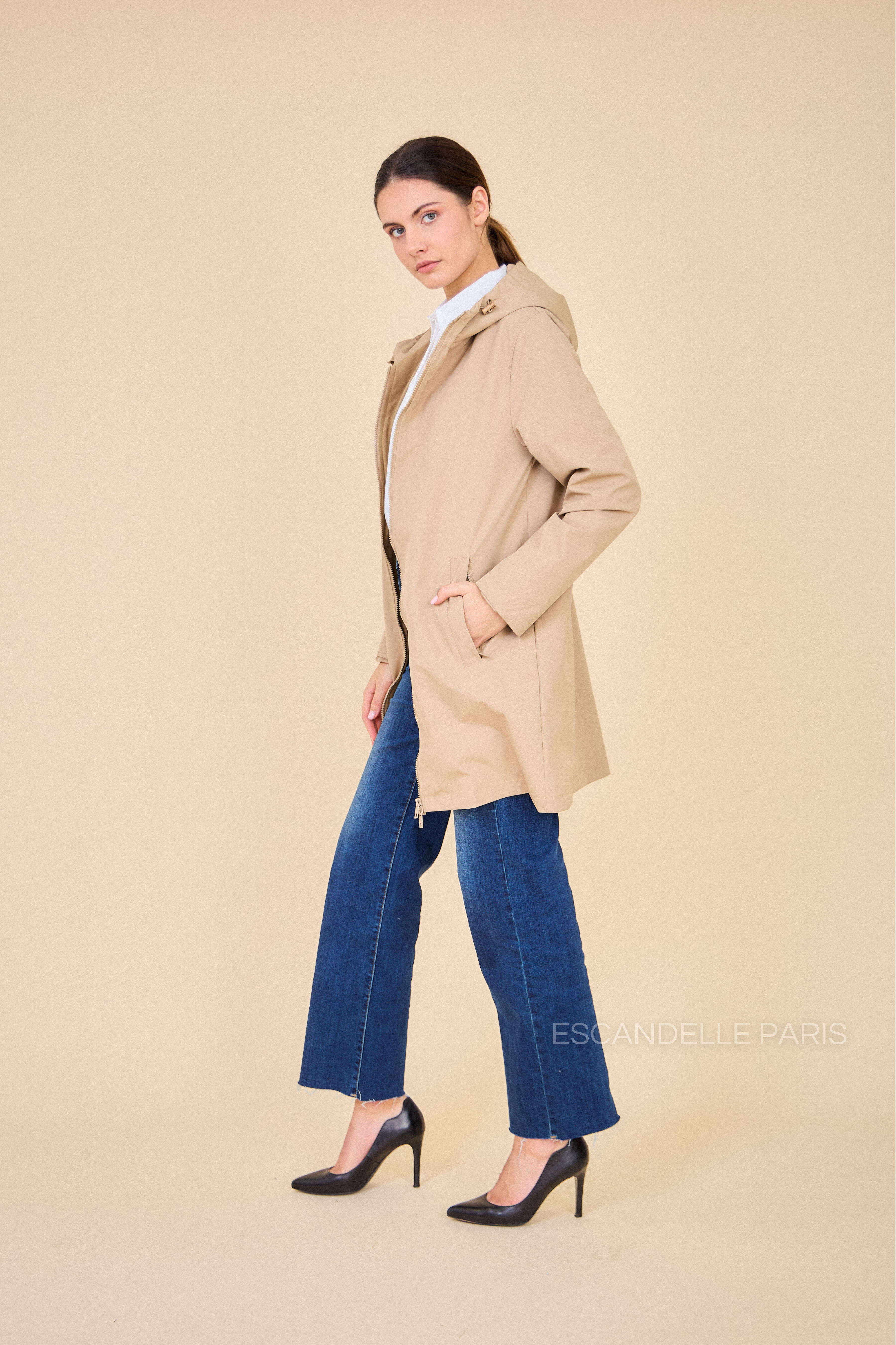 Gabardine THEA polaire mi-longue imperméable beige
#couleur_beige