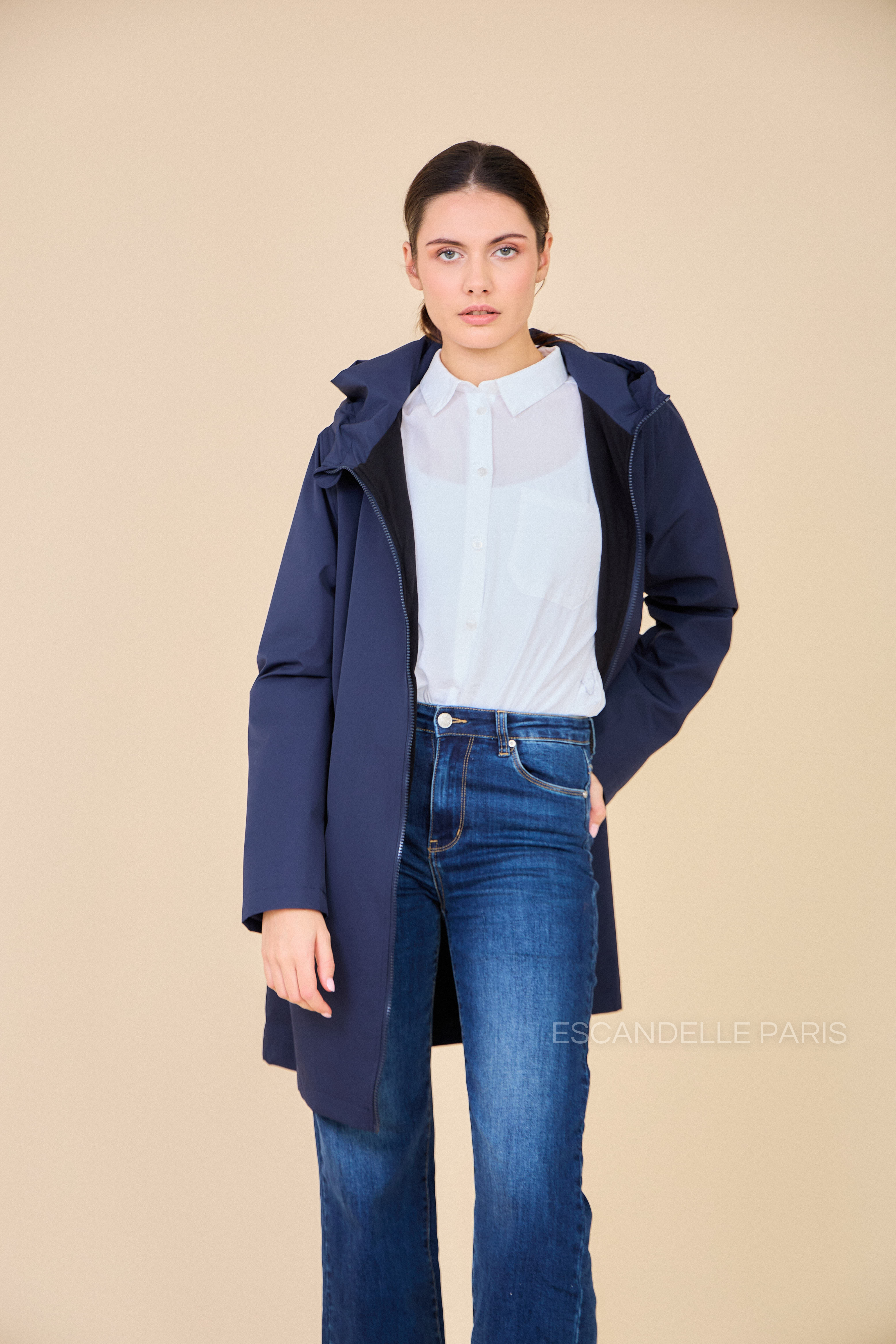 Gabardine THEA polaire mi-longue imperméable marine
#couleur_marine