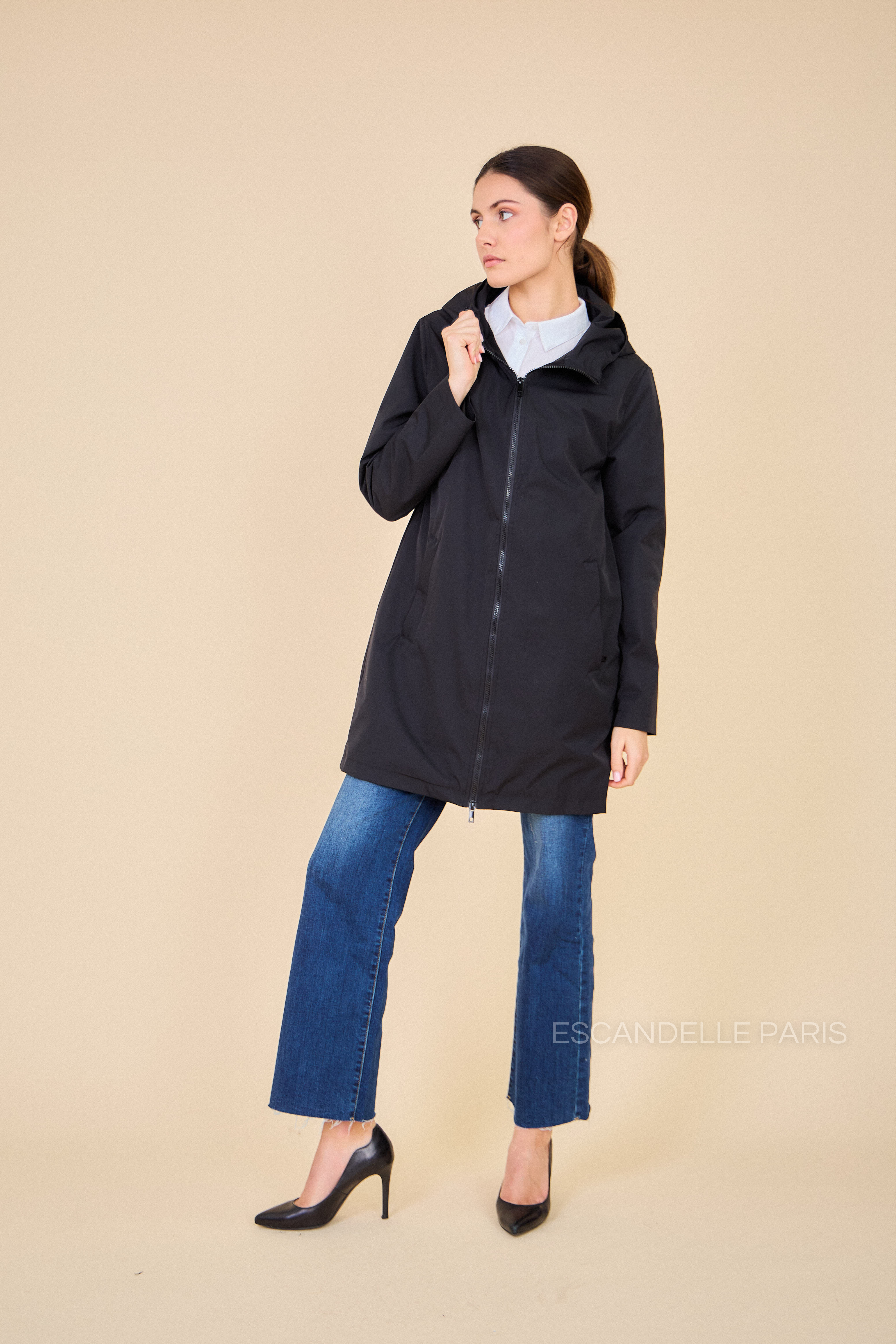 Gabardine THEA polaire mi-longue imperméable noir
#couleur_noir
