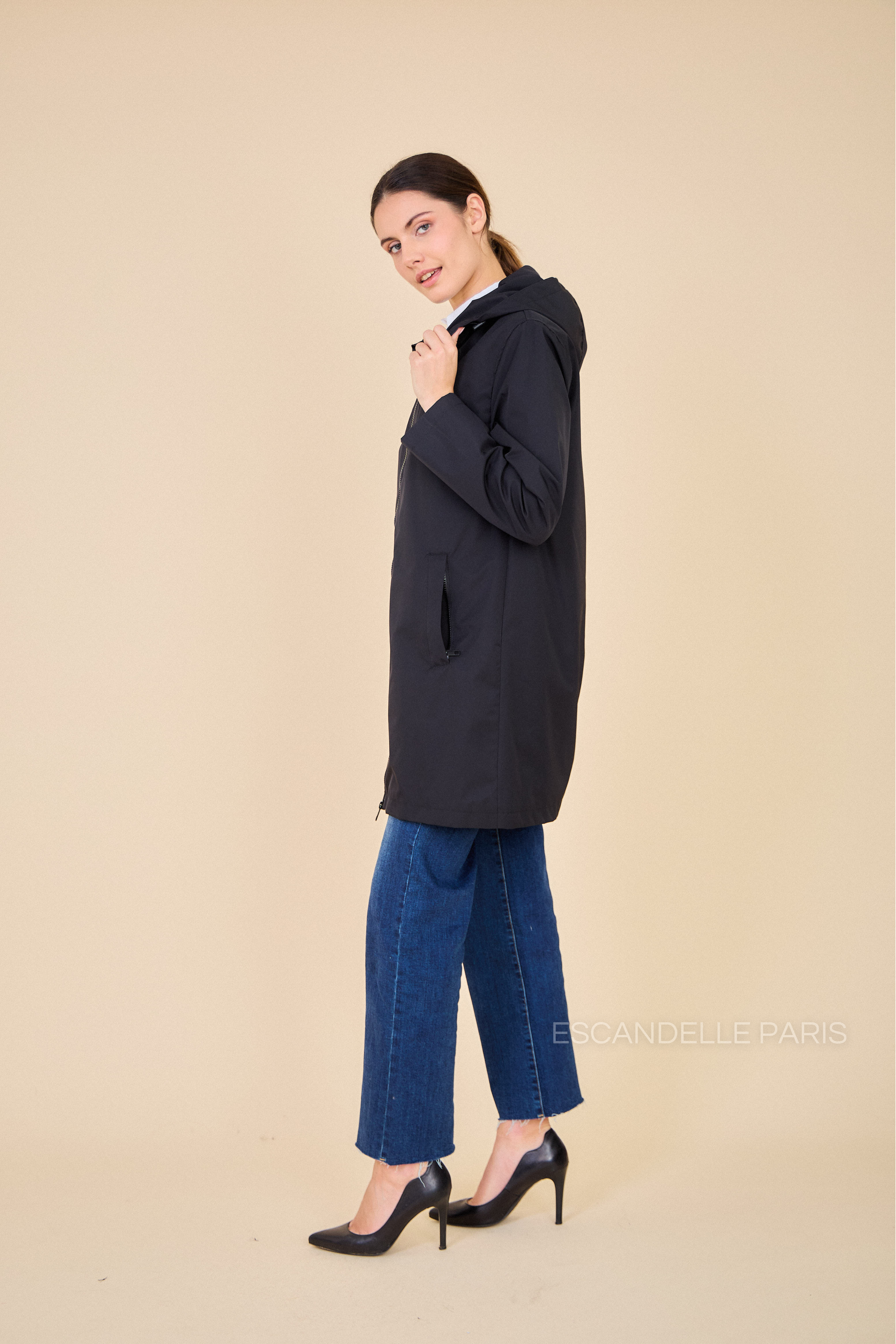Gabardine THEA polaire mi-longue imperméable noir
#couleur_noir