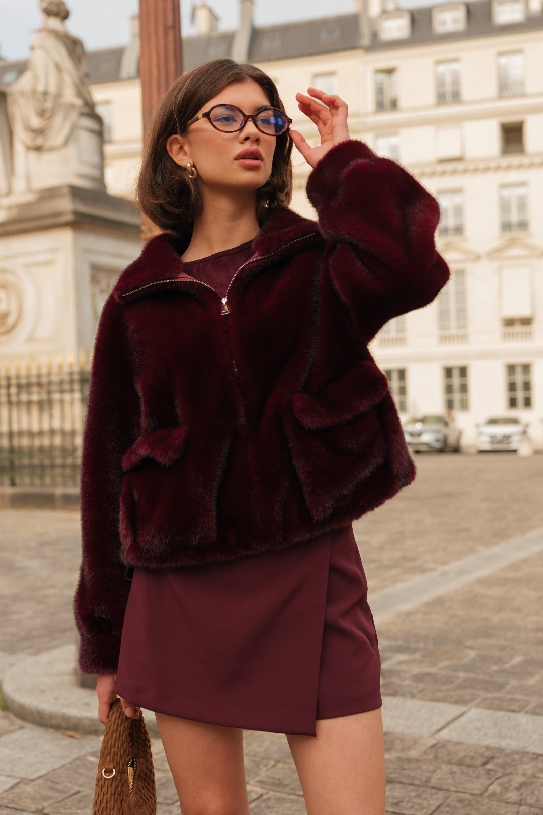 OLIVIA - Blouson Bordeaux - Escandelle (Vue de face - portrait)
#couleur_bordeaux