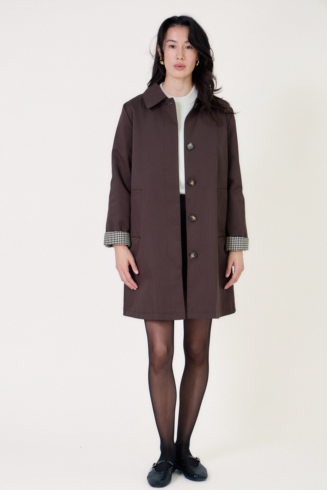 LESLY - Trench Choco - Escandelle (Vue de face - silhouette entière)
#couleur_choco