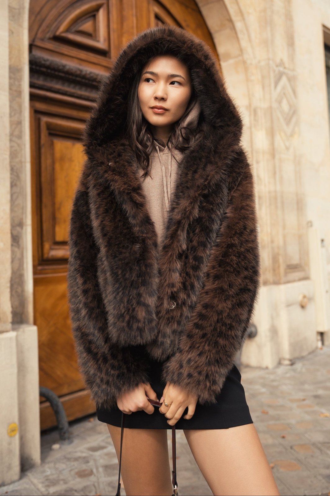 BRIELLE - Manteau Taupe - Escandelle (Vue de face - portrait)