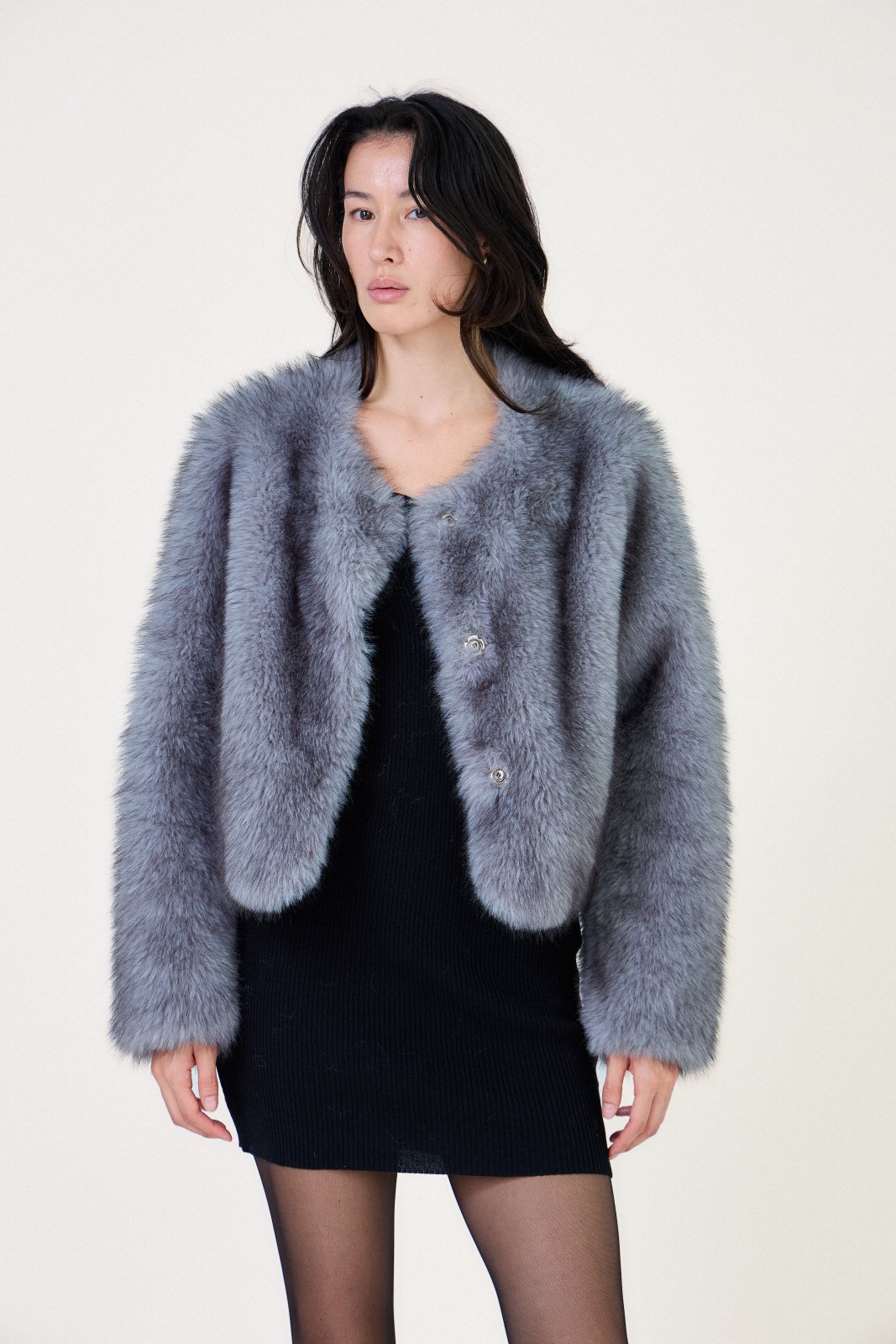 LILITH - Manteau Gris - Escandelle (Vue de face - portrait)
#couleur_gris