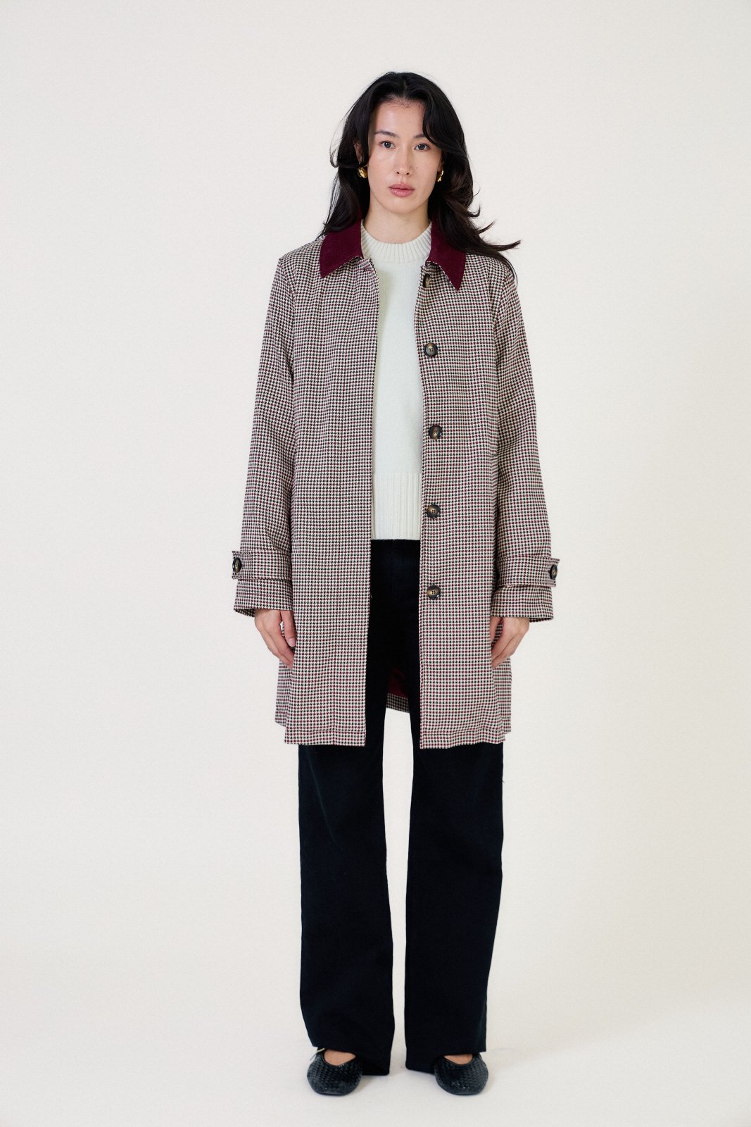 AZURA - Trench Bordeaux - Escandelle (Vue de face - veste ouverte)
#couleur_bordeaux