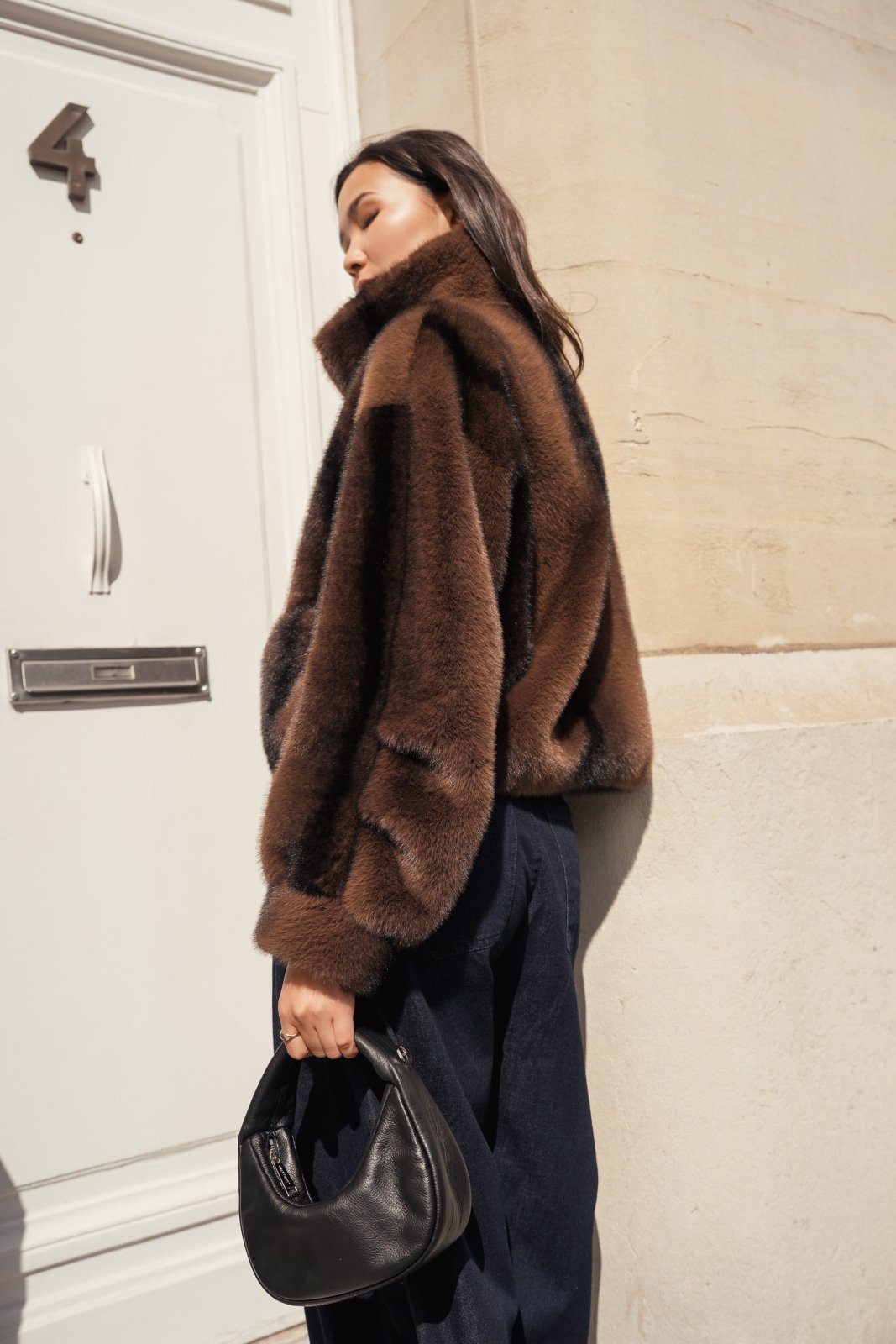 MARIEL - Manteau Choco - Escandelle (Vue de profil gauche)