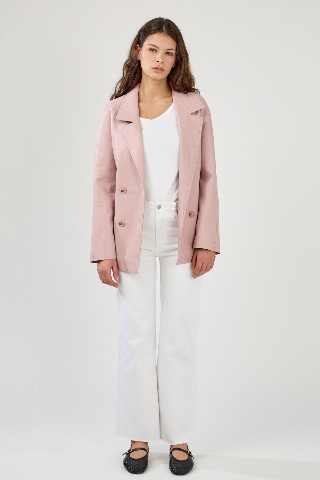 OVANIA - Veste Rose - Escandelle (Vue de face - silhouette entière)
#couleur_rose