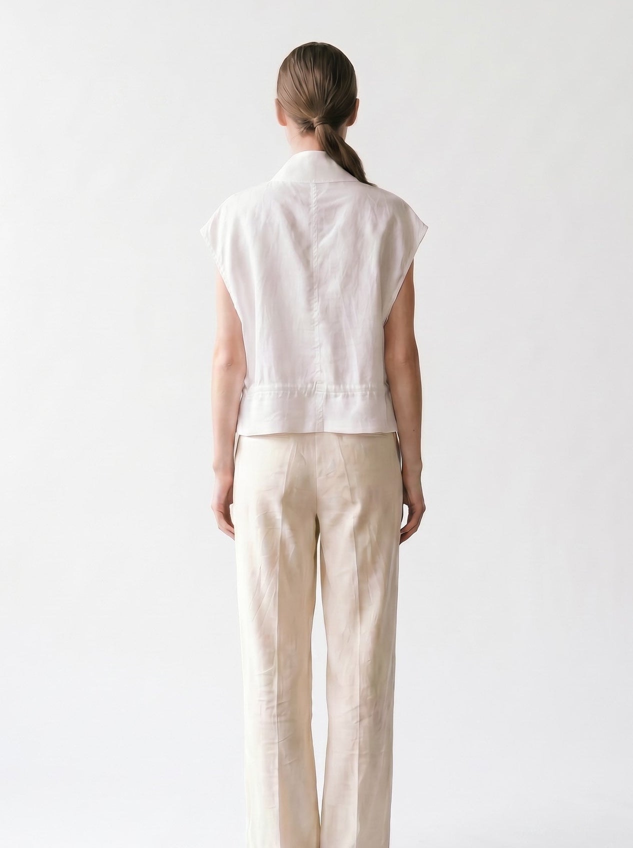 Gilet sans manches - Blanc - Elastique taille - EscandelleParis - Dos
#couleur_blanc