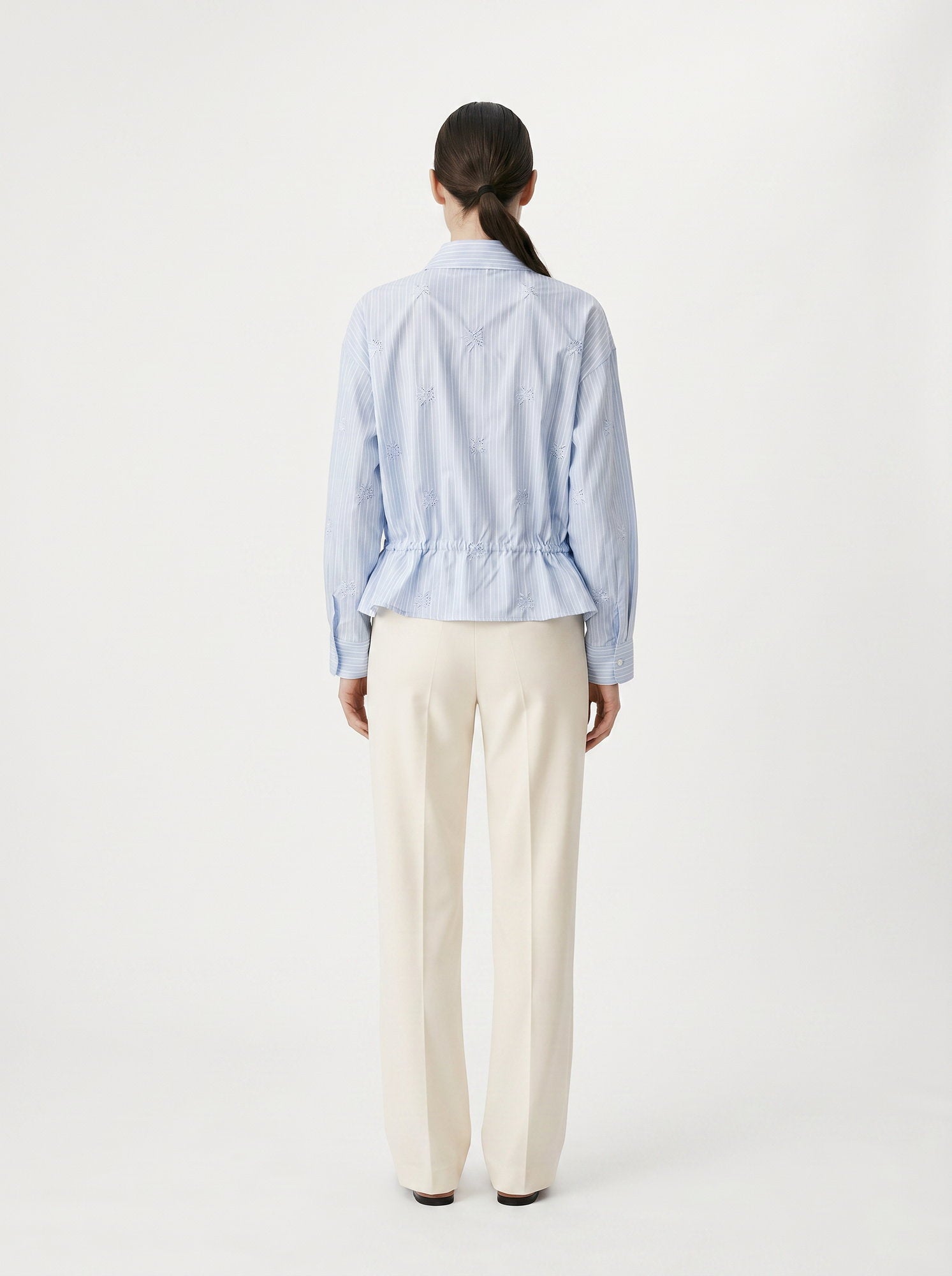 Chemise rayée - Broderie sequin - Elastique à la taille - Col français - EscandelleParis - dos