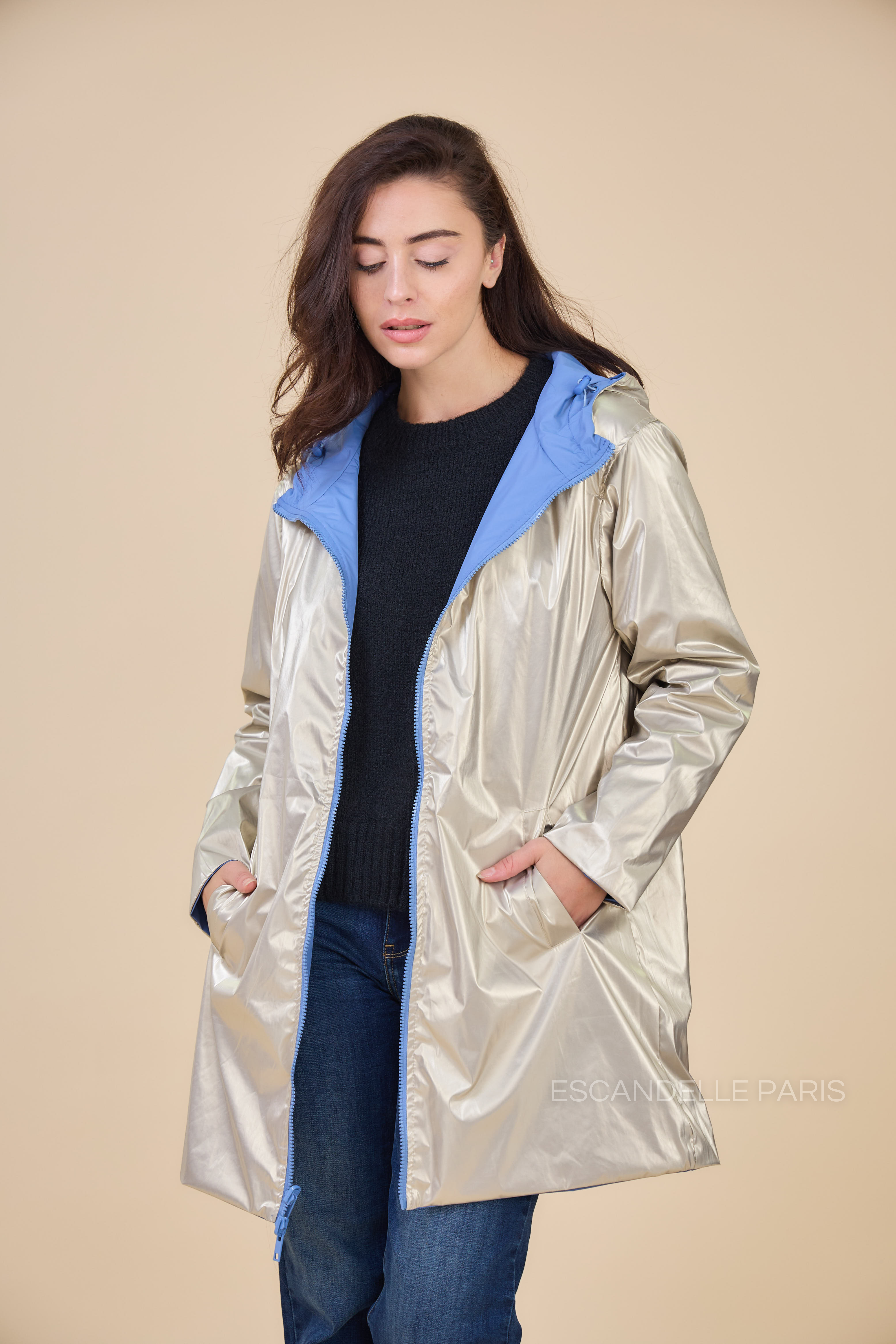 JUNE - Parka Mi- longue Réversible unie