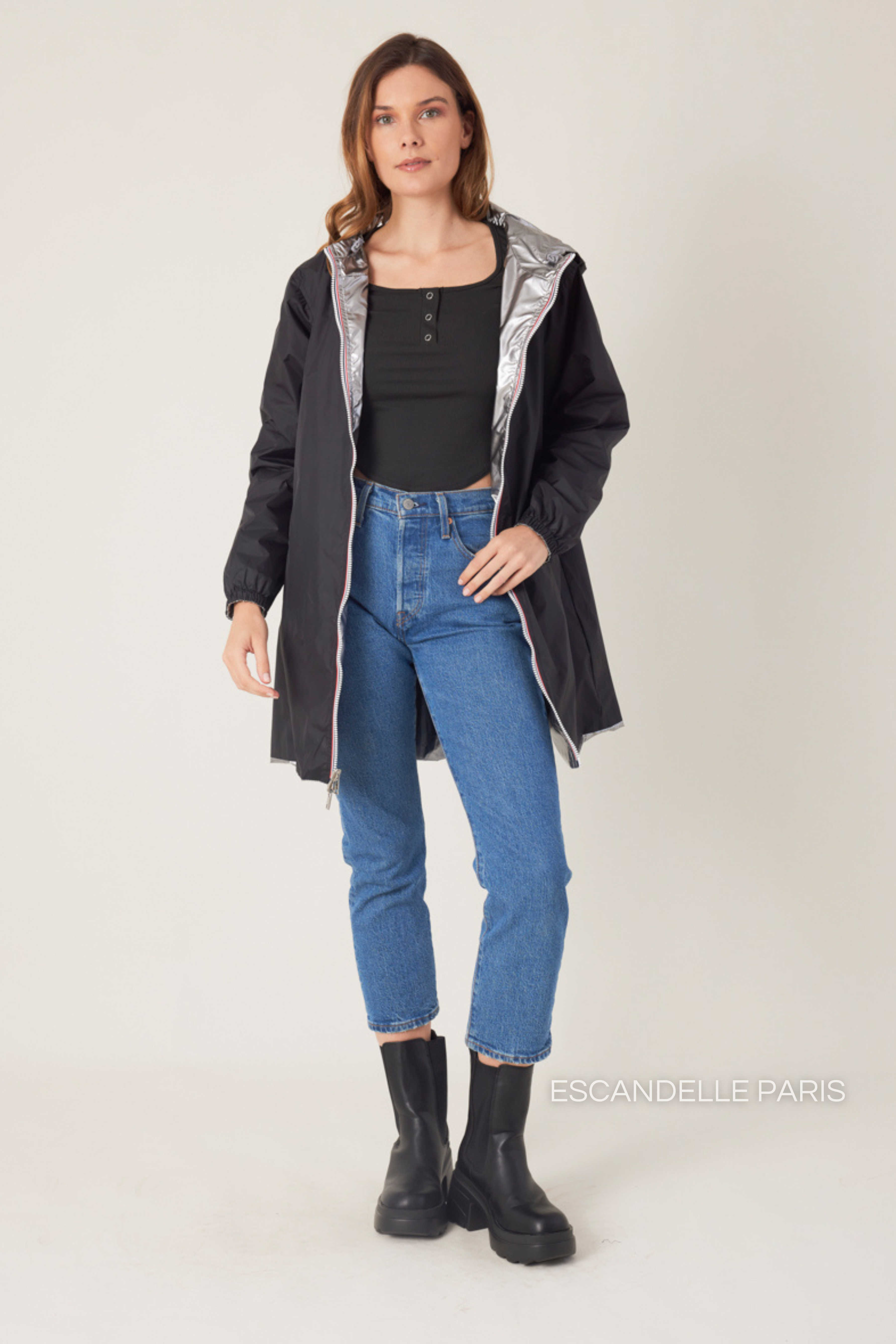 PARIS - Parka impermeable y reversible de longitud media