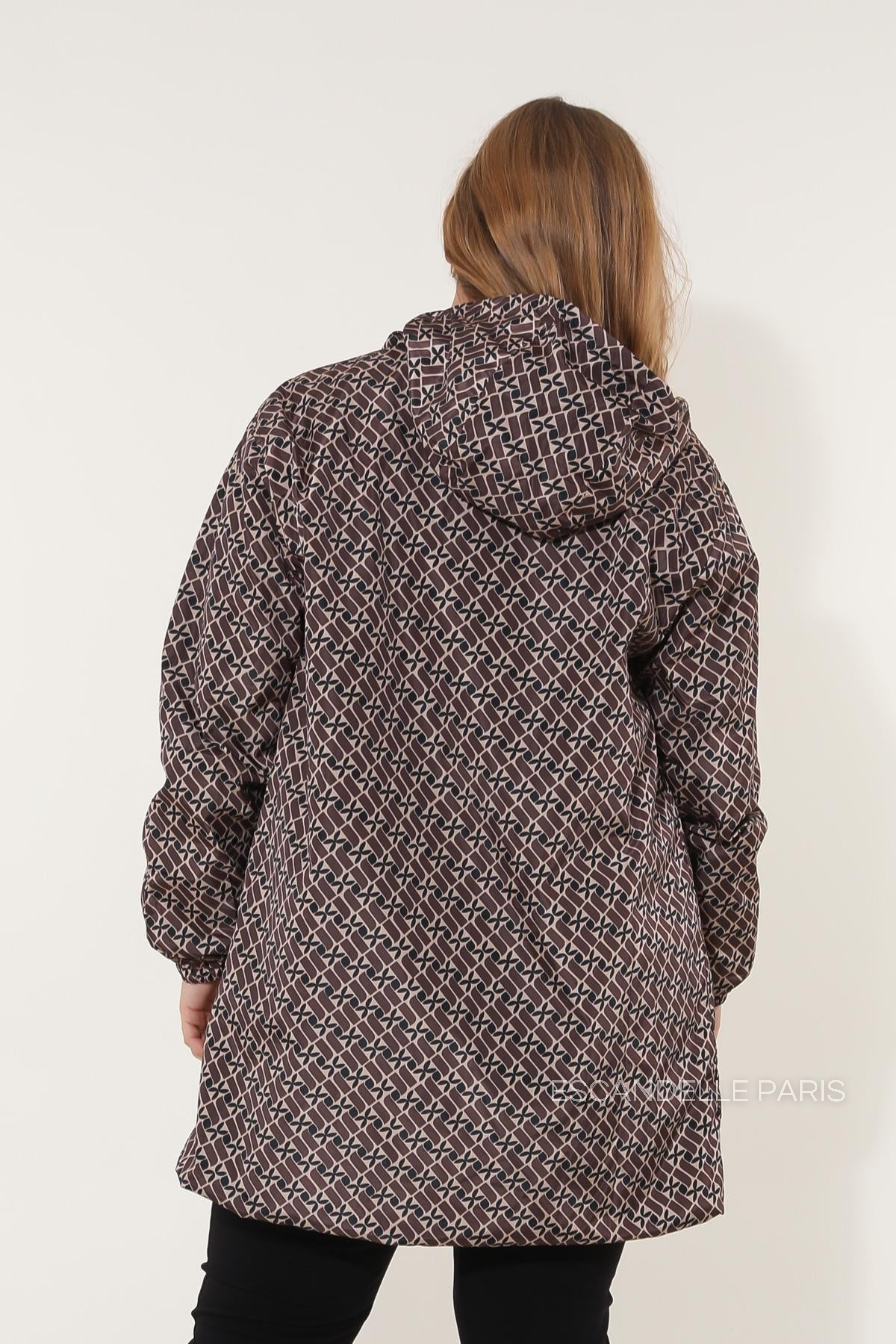 Parka larga reversible estampada