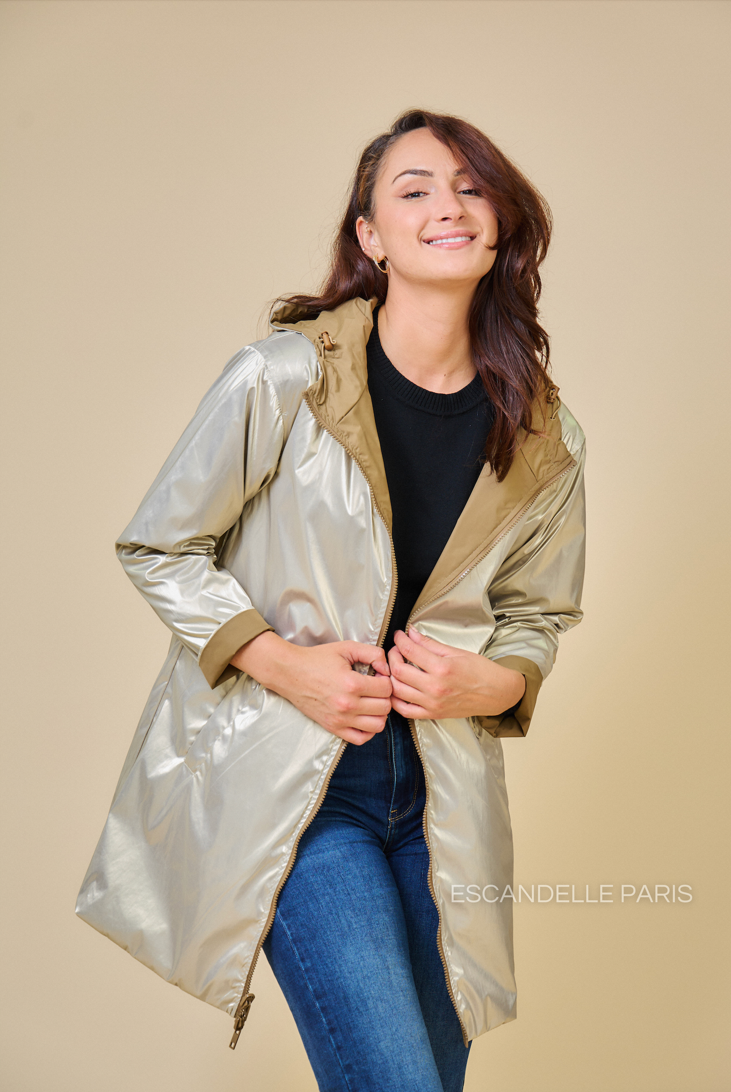 JUNE - Parka Mi- longue Réversible unie