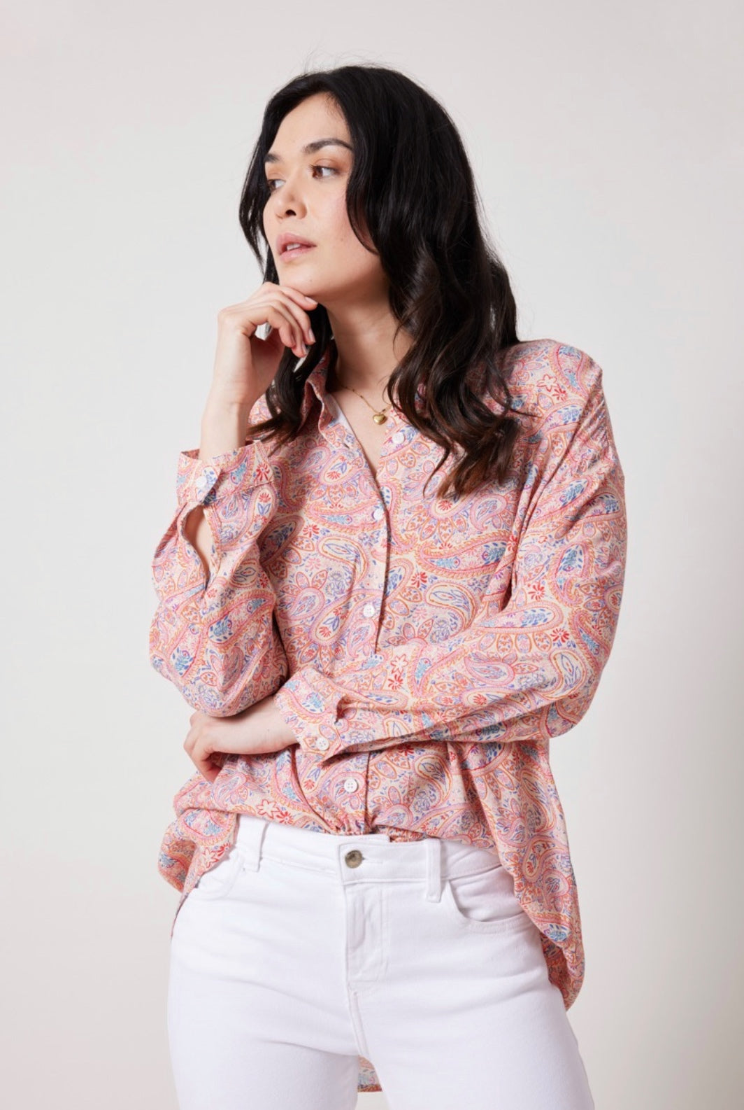 chemise imprimé cachemire manches longues