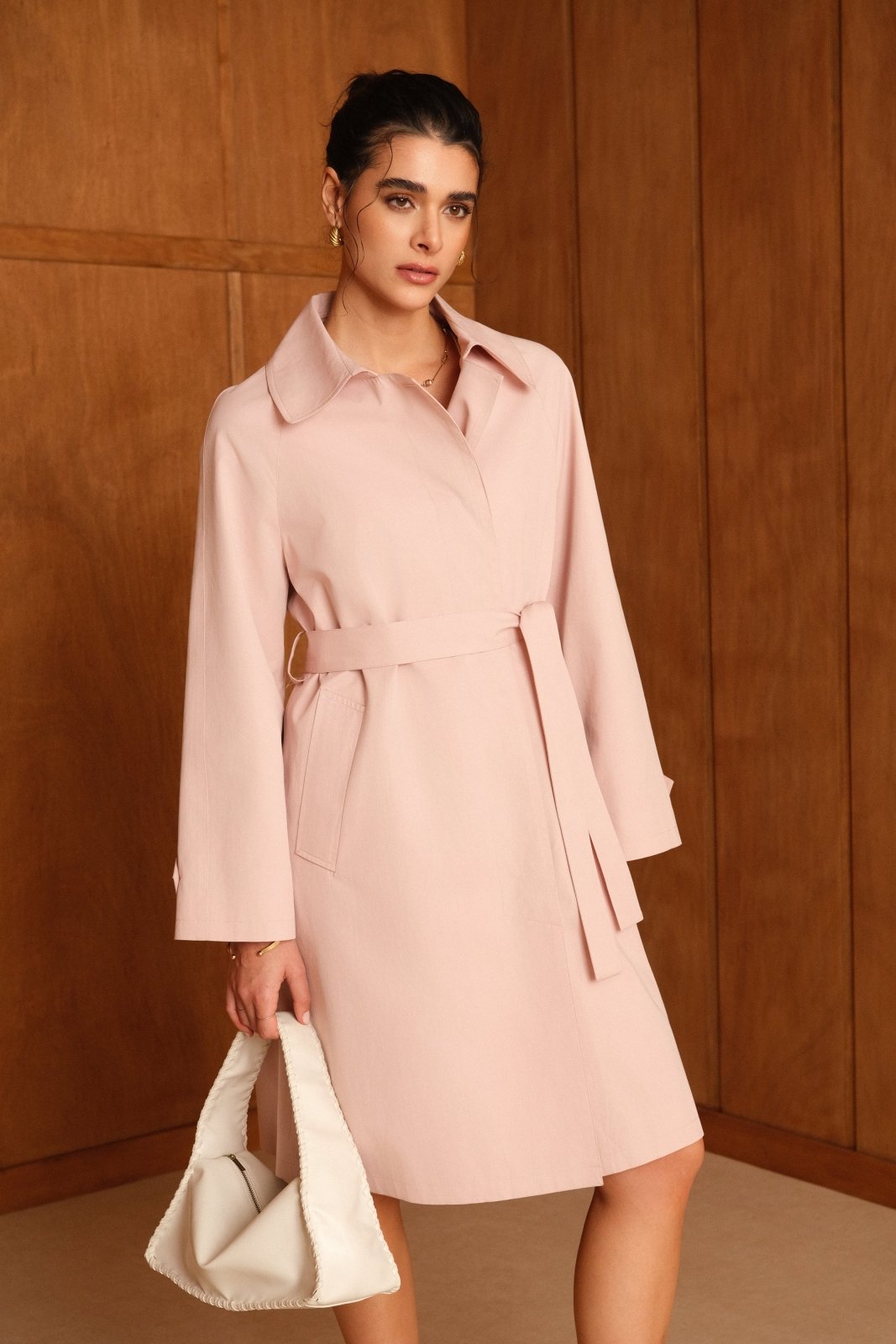 AMALIA - Trench Rose - Escandelle (Vue de face - portrait)
#couleur_rose