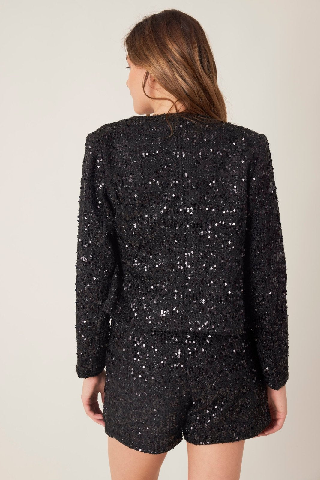 LILY - Veste Tweed à sequins Noir - Escandelle v