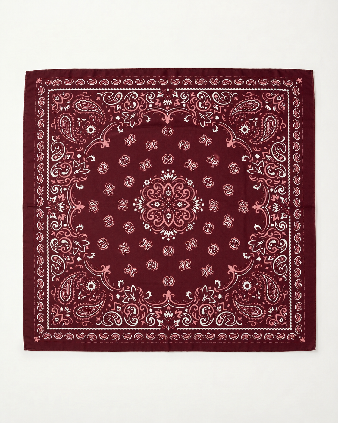 MILIE écharpe carrée viscose coton imprimé bandana paisley 110x110 bordeaux femme - Escandelle Paris (à plat)
#couleur_bordeaux