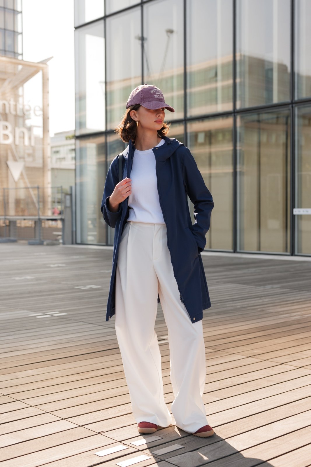 SIENA - Parka Marine - Escandelle (Vue de face - silhouette entière - parka zip ouvert)
#couleur_navy