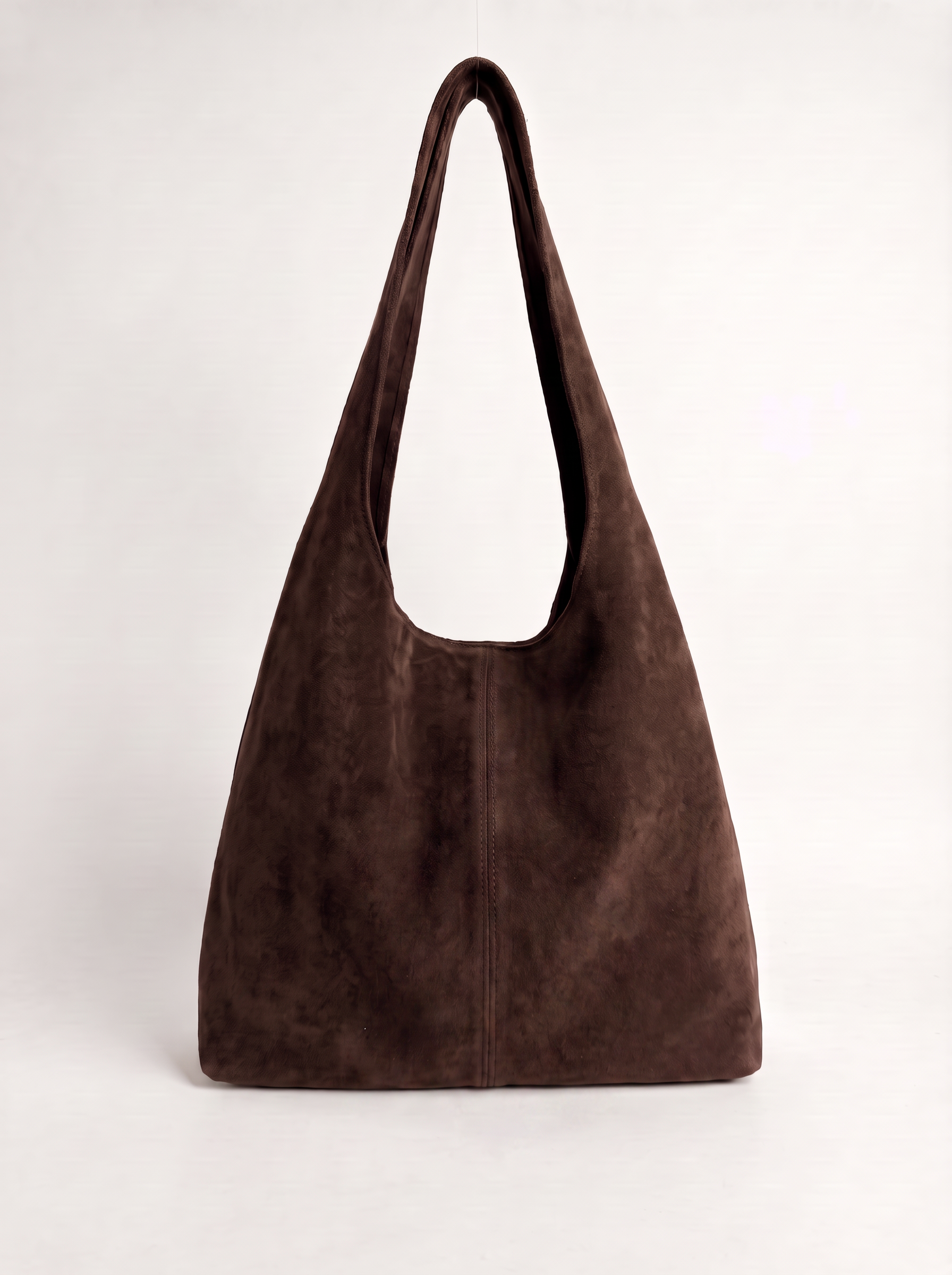 MEILI sac hobo cuir suédé porté épaule choco femme - Escandelle Paris (profil droit)
#couleur_choco