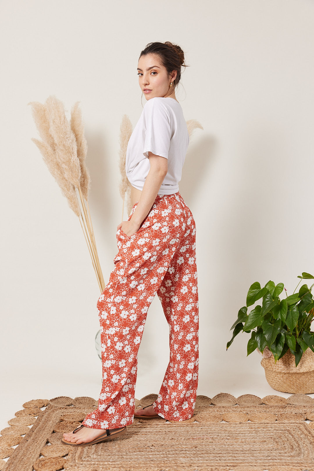 Pantalon fluide à imprimé bicolore