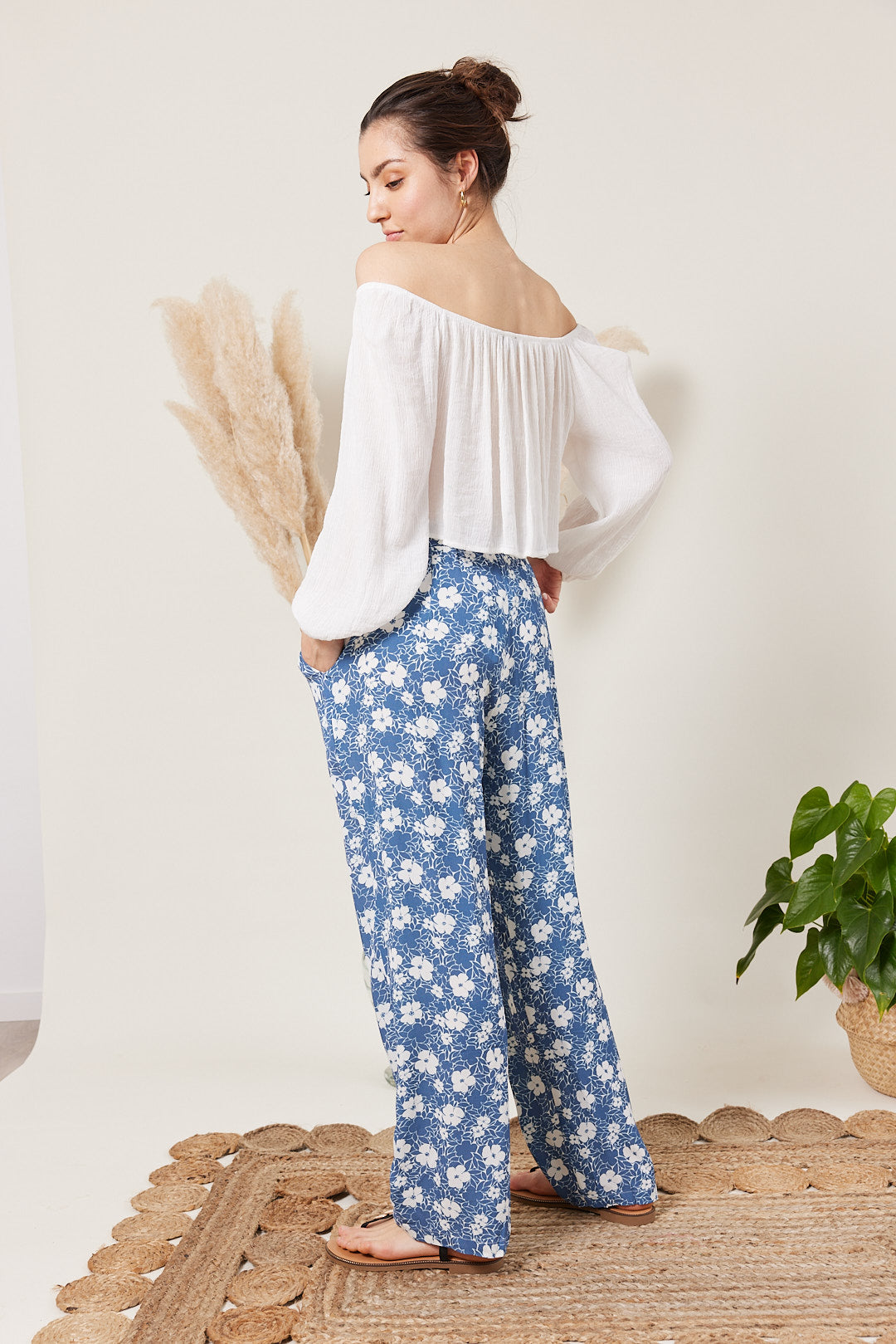 Pantalon fluide à imprimé bicolore