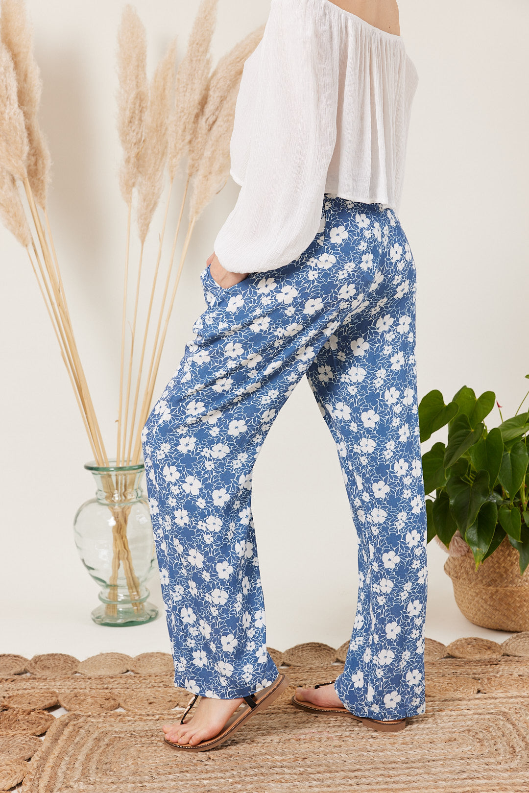 Pantalon fluide à imprimé bicolore
