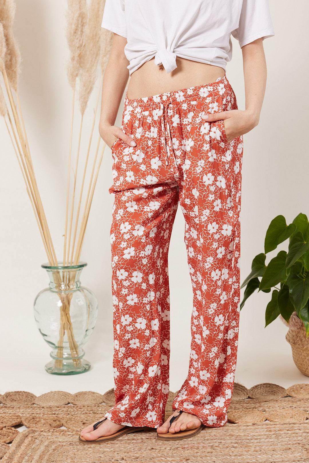 Pantalon fluide à imprimé bicolore