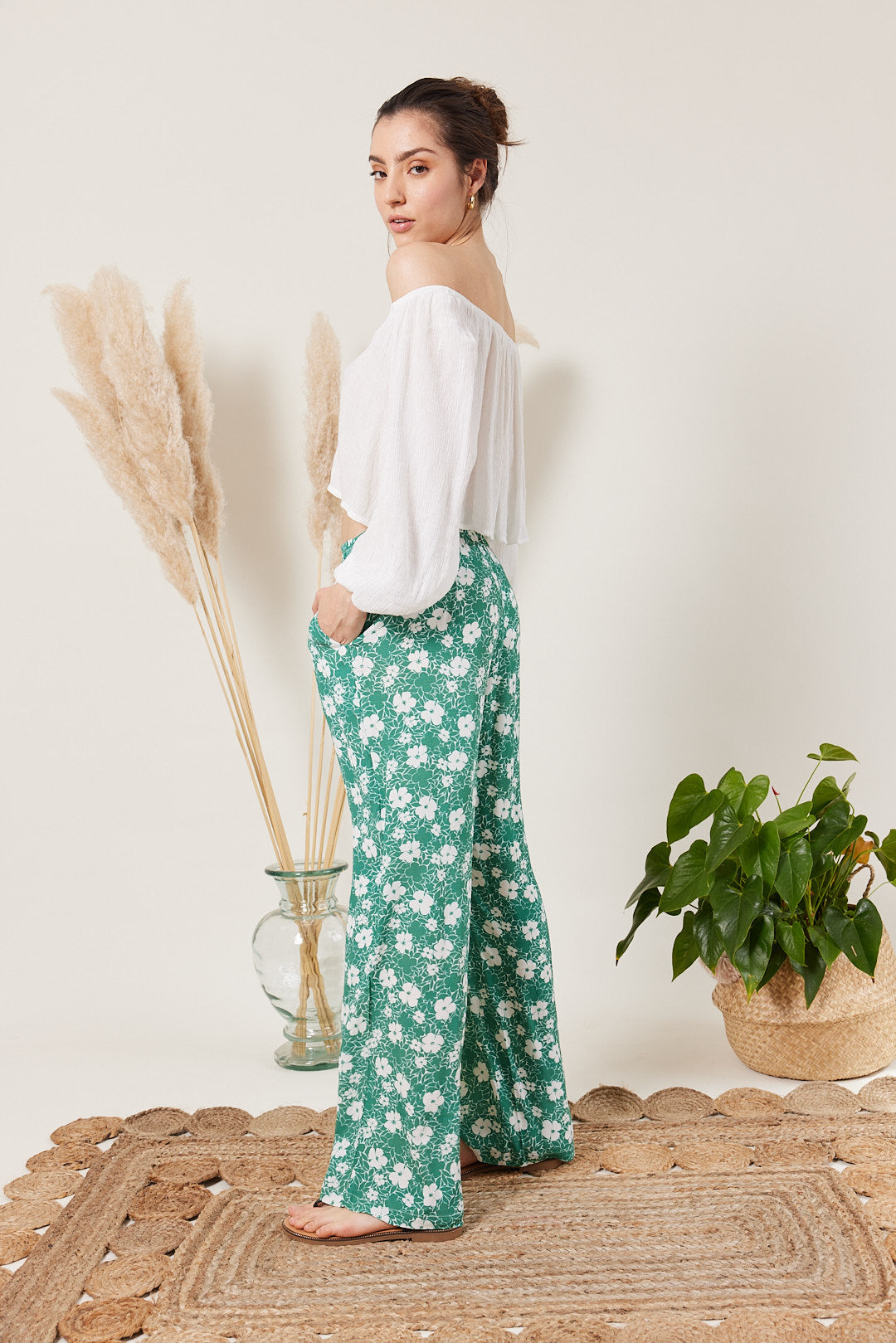 Pantalon fluide à imprimé bicolore